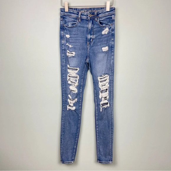 American Eagle Highest Rise Jegging Distressed Size 4 Long - Picture 2 of 8